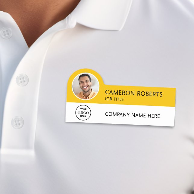 Modern Business Logo Yellow Photo Magnetic Namnbricka (Skapare uppladdad)