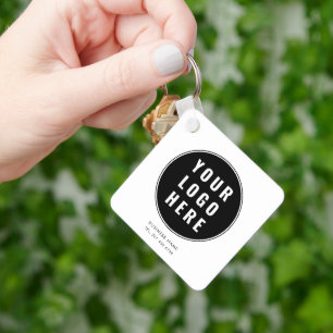 Modern Business Logotyp Black White Anpassningsbar Nyckelring
