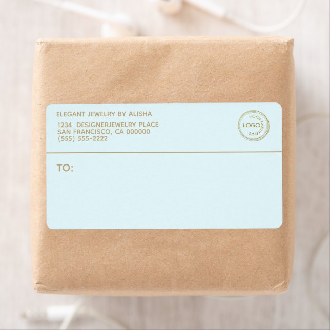 Modern Business Logotyp Blue Guld-adressetikett Fraktsedel (Insitu)