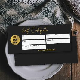 Modern Business Logotyp Gift Certificate Black Gul
