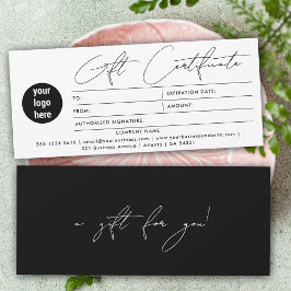 Modern Business Logotyp Gift Certificate Black Whi