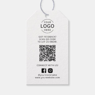 Modern Business Logotyp QR Code Feedback Social Me Presentetikett
