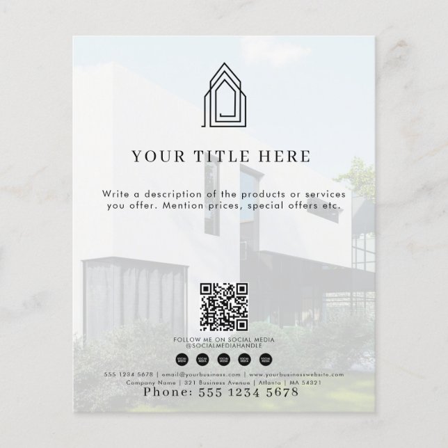 Modern Business Logotyp QR Code Social Media Photo Flygblad (Framsidan)