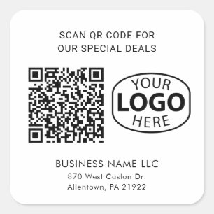Modern Business Logotyp QR Code Typography-Anpassn Fyrkantigt Klistermärke