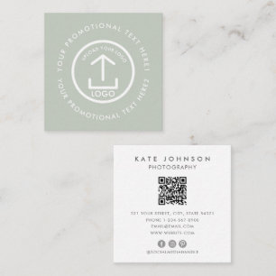 Modern Business Logotyp Scannable QR Code Sage Grö Fyrkantigt Visitkort