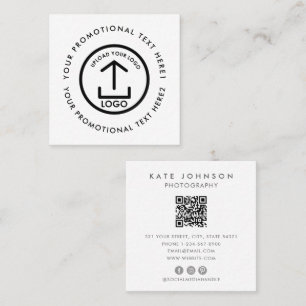 Modern Business Logotyp Scannable QR Code White Fyrkantigt Visitkort