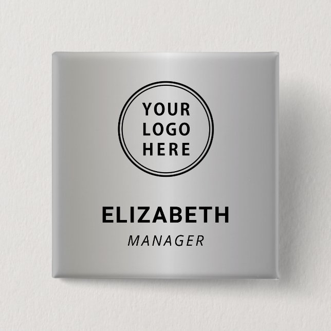 Modern Business Logotyp Silver Namn bricka Knapp (Framsida)