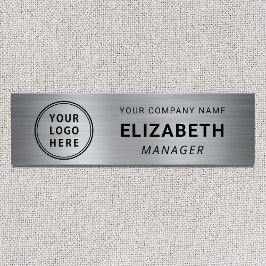 Modern Business Logotyp Silver Namnbricka