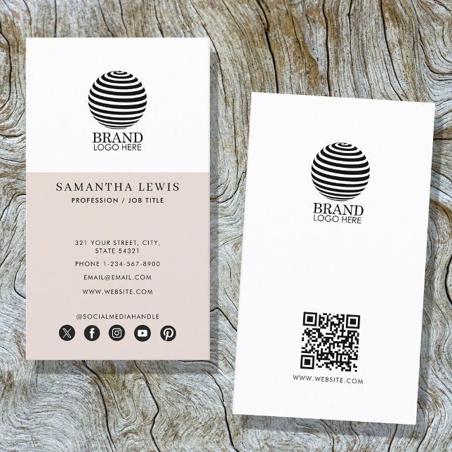 Modern Business Logotyp Social Media QR-kod Visitkort (Modern Business Logo Social Media QR Code Business Card)