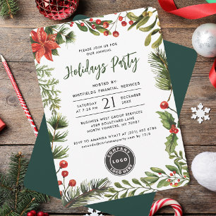 Modern Business Logotyp Watercolor jul Party Inbjudningar