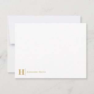 Modern Business Monogram Initial Line Classic Guld Anteckningskort