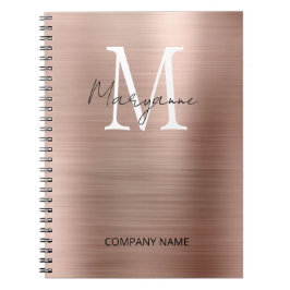 Modern Business Monogram Rosa Anteckningsbok