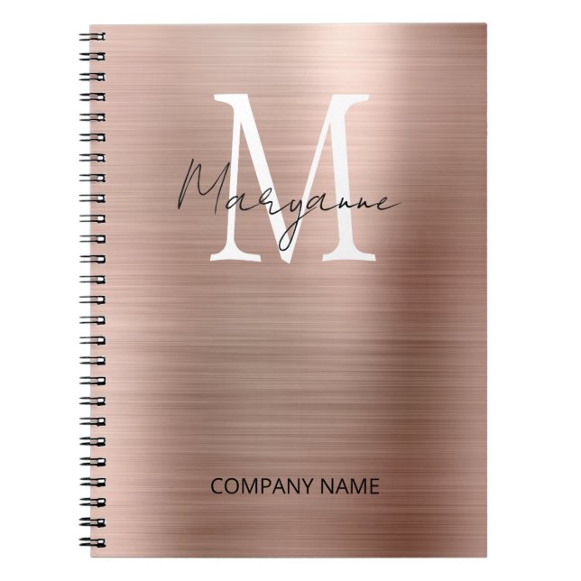Modern Business Monogram Rosa Anteckningsbok (Framsidan)