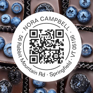 Modern Business Namn Returadress Round QR-kod Runt Klistermärke