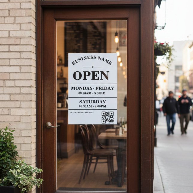 Modern Business opening hours logo and qr code Poster (Skapare uppladdad)