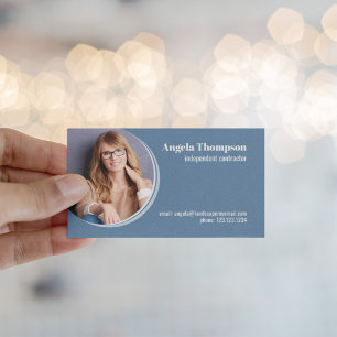 Modern Business Photo QR-kodblå Visitkort