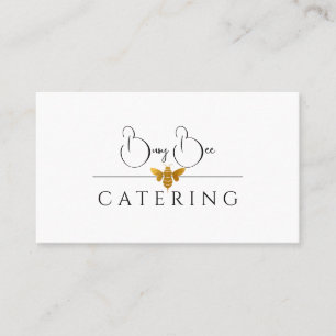 Modern Busy Guld Bee Logotyp Catering Culinary Visitkort