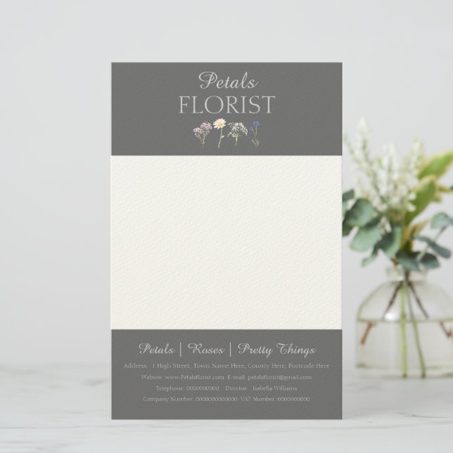  Modern Butik Blomsterbutik Branding Brev  Brevpapper (Stående Fram)