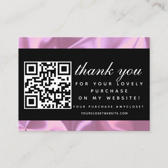 Modern Butik Kosmetika Rosa Tack QR-kod Visitkort (Framsida)