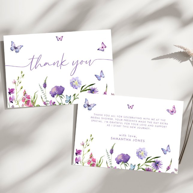 Modern Butterflies Bridal Shower Floral Tack Kort (Skapare uppladdad)