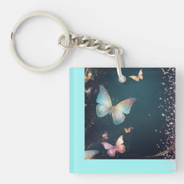 Modern Butterflies & Glitter Acrylic Keychain