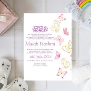 Modern Butterflies Islamic Aqiqa Aqeeqah Inbjudningar