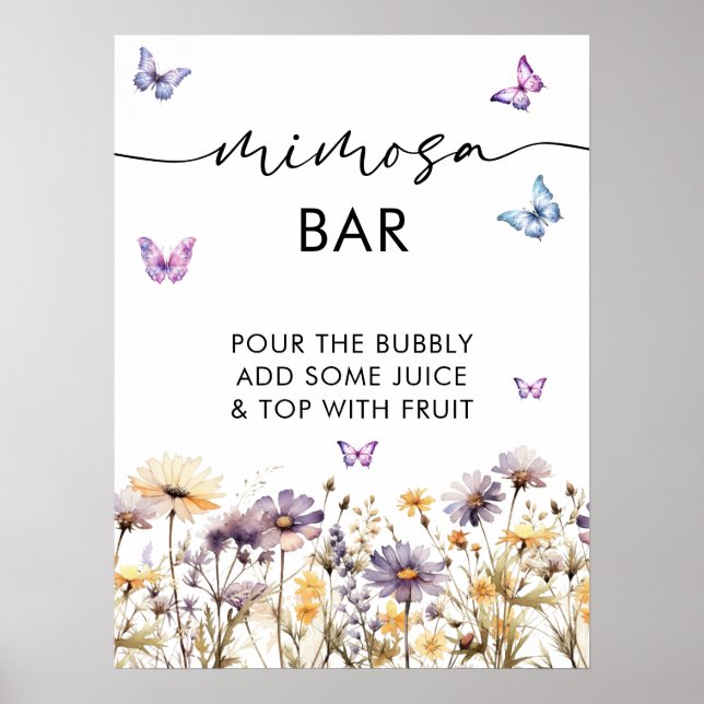 Modern Butterflies Möhippa Mimosa Pub Sign Poster (Framsidan)