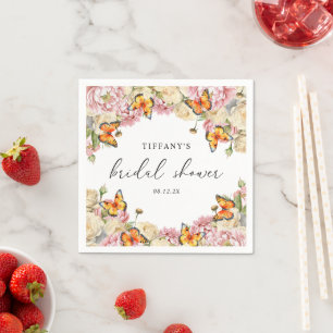 Modern Butterflies Rosa Peonies Möhippa Pappersservett