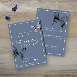 Modern Butterfly ANY Milestone Vuxen Birthday Inbjudningar