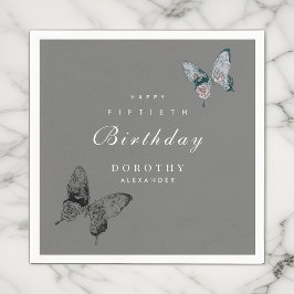 Modern Butterfly ANY Milestone Vuxen Birthday Pappersservett