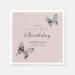 Modern Butterfly ANY Milestone Vuxen Birthday Pappersservett