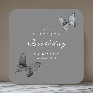 Modern Butterfly ANY Milestone Vuxen Birthday Underlägg Papper Kvadrat