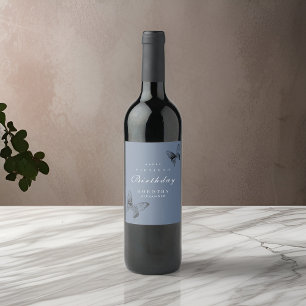 Modern Butterfly ANY Milestone Vuxen Birthday Vinflaska Etikett