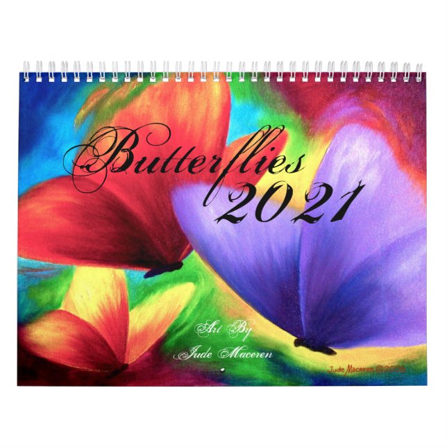 Modern Butterfly Blommigt Illustrations 2022 Wall Kalender (Omslag)