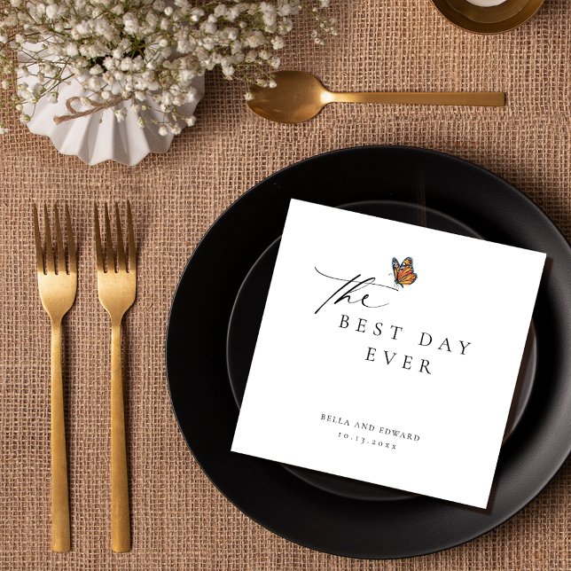 Modern Butterfly Bröllop Pappersservett (Skapare uppladdad)