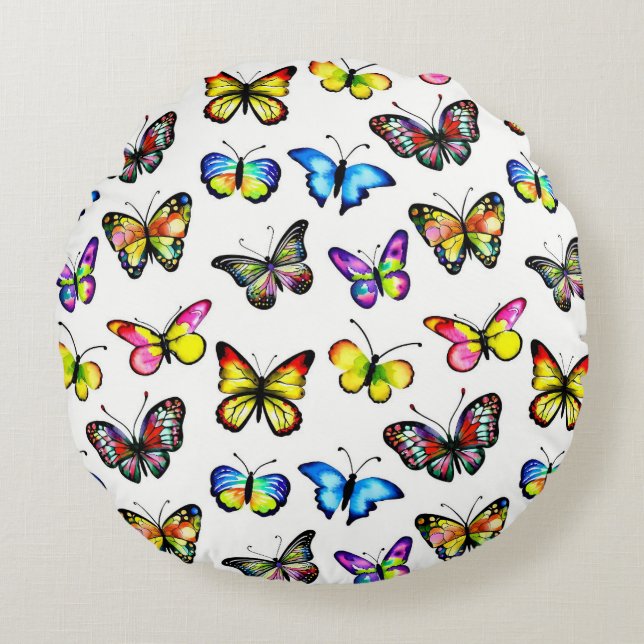 Modern Butterfly Pattern Round Pillow  Rund Kudde (Framsidan)