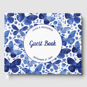 Modern Butterfly Watercolor Blue Gästböcker