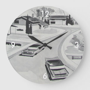 Modern BW för retro-licious 60-tal Stor Klocka