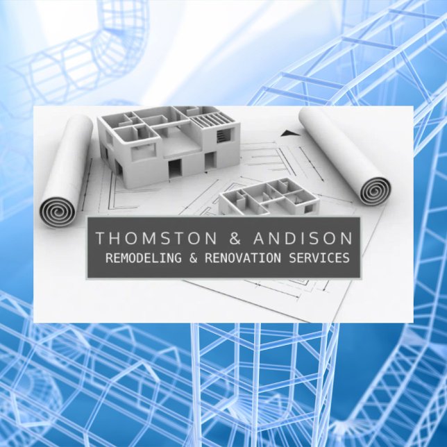 Modern bygg- och anläggningsbyggentreprenör visitkort (Modern Construction Renovation Builder Contractor Business Card)