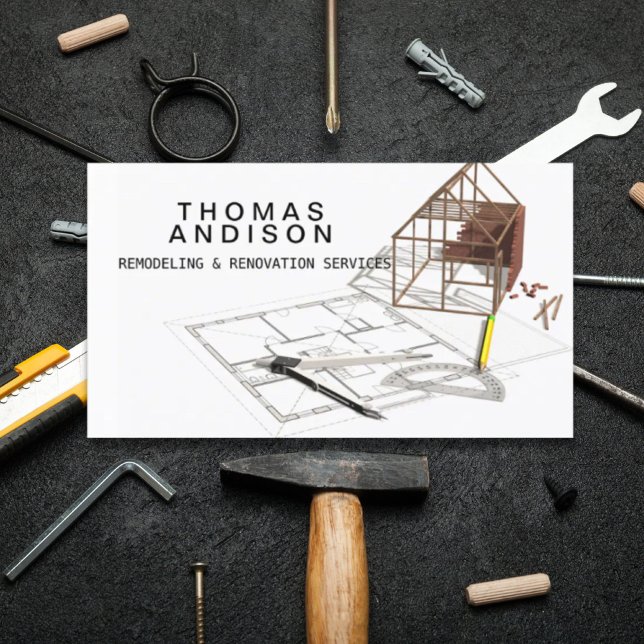 Modern bygg- och anläggningsbyggherre visitkort (Modern Construction Remodeling Builder Contractor Business Card)
