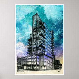 Modern Byggnad Architectural Teckning Poster