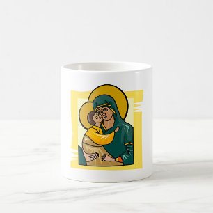 Modern Byzantine Virgin Mary och Child Religiösa Kaffemugg