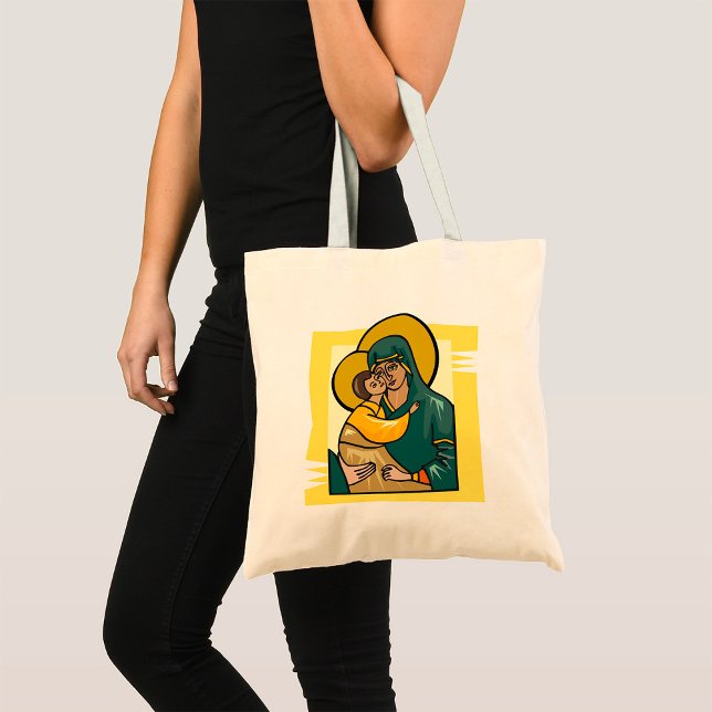 Modern Byzantine Virgin Mary och Child Religiösa Tygkasse (Skapare uppladdad)