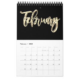 Modern Ca-kod för elegant, svart och Guld Kalender