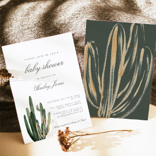Modern Cactus Baby Shower-inbjudan Inbjudningar