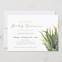 MODERN CACTUS BLOMMIGT GARDEN WATERCOLOR BABY SHOW