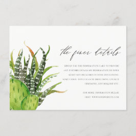 MODERN CACTUS BLOMMIGT GARDEN WATERCOLOR INFORMATI TILLÄGGSKORT