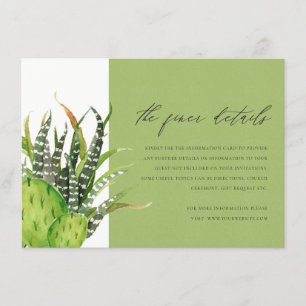 MODERN CACTUS BLOMMIGT GARDEN WATERCOLOR INFORMATI TILLÄGGSKORT