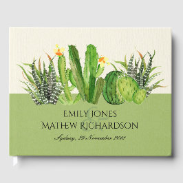 MODERN CACTUS BLOMMIGT GARDEN WATERCOLOR MONOGRAM GÄSTBÖCKER