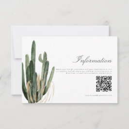 Modern Cactus Bröllop Information QR-kodkort